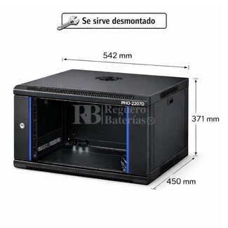 Armario Rack 7U 542x450 mm desmontado | Mural Phasak ECO PHO 2207-D